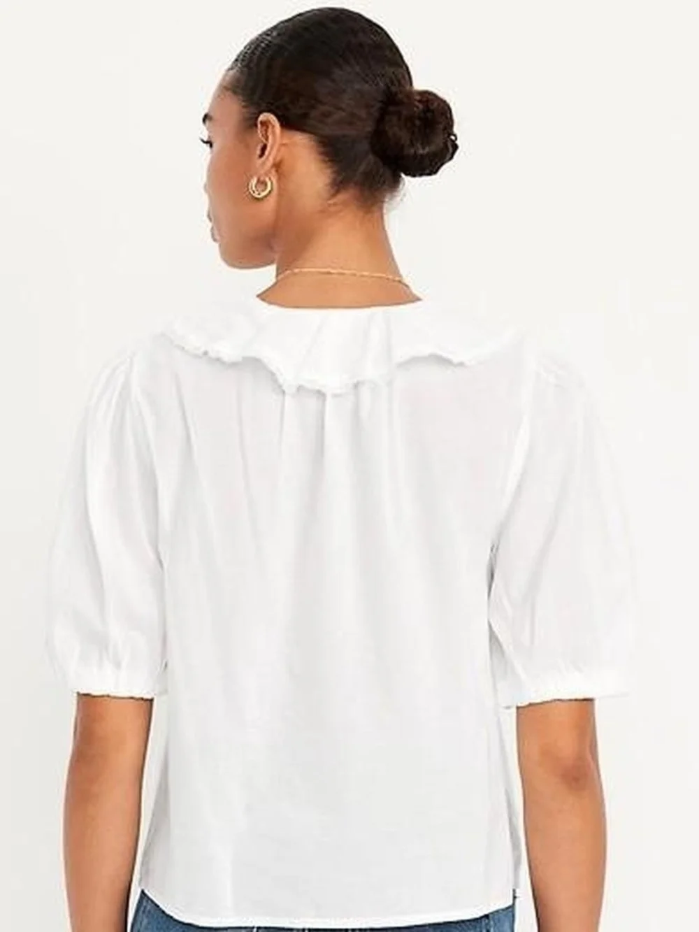 ruffle collar button down top